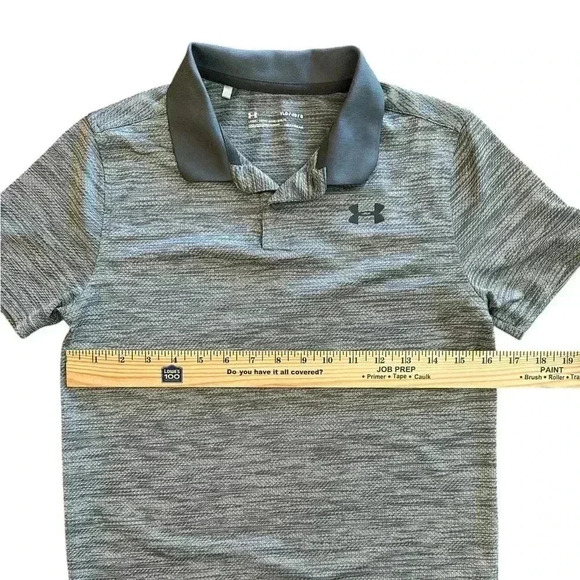 Under Armour UA Polo Shirt Youth Boys Size Large Gray Stretch - Picture 5 of 6